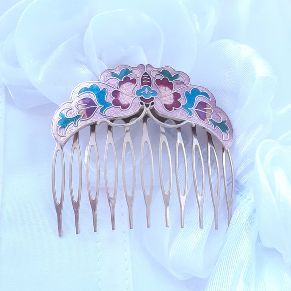 Clissone Floral Enamel Hair Comb Set - Picture 3 of 7